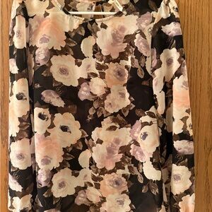 Truth Floral Long-Sleeve Tee in Brown, Pink & Cream